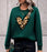 Women's Plus Size Solid Color Heart Leopard Print Sweater