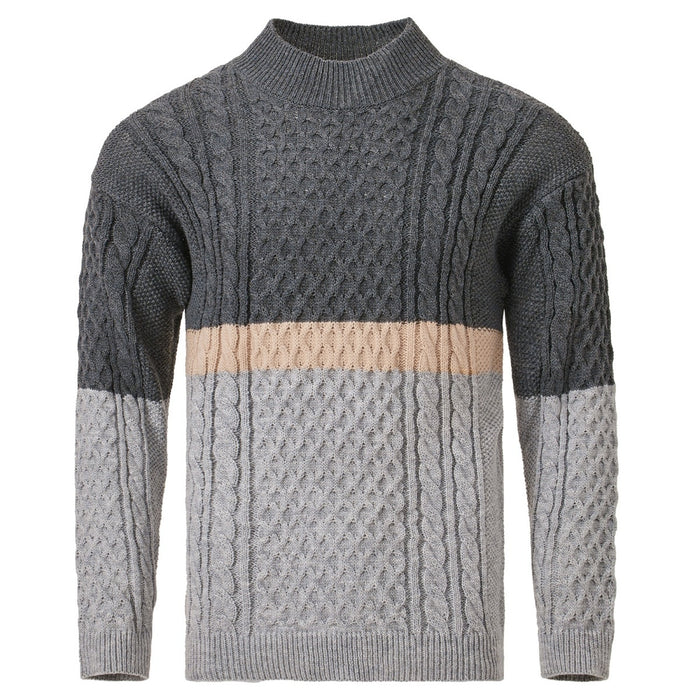 Knitted Men's Color Matching Casual Round Neck Sweater