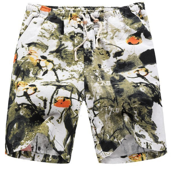 Linen printed five-minute shorts