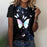 Women's Butterfly Colorful Printing Short Sleeve