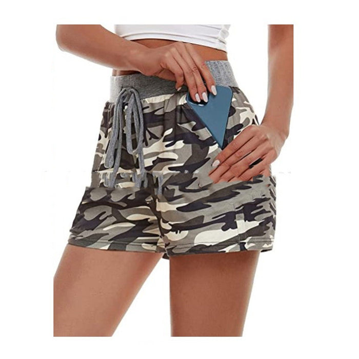 Women's Summer Comfortable Elastic Waist Shorts Fitness Casual Shorts With Pockets