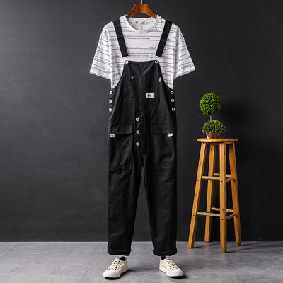 Retro One-piece Cargo Suspenders Trousers