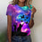 Women's Butterfly Colorful Printing Short Sleeve