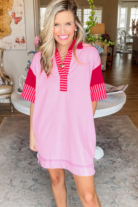 Summer Stripes Color Block T-shirt Dress