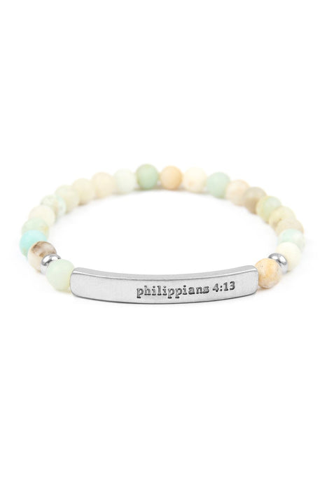 "Philippians 4:13" Natural Stone Stretch Bracelet