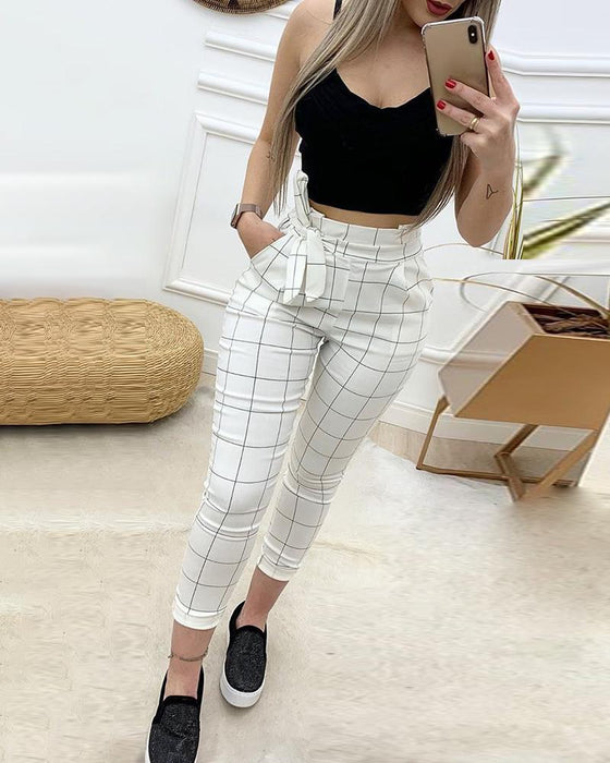 Women's white plaid pants