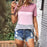 Women's Round Neck Multicolor Short-sleeved Top