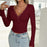 European And American Autumn And Winter Y2g Women's Elegant Slim Solid Color Long Sleeve Top