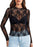 Women's Lace Blouse Long Sleeve Transparent Shirt