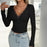 European And American Autumn And Winter Y2g Women's Elegant Slim Solid Color Long Sleeve Top