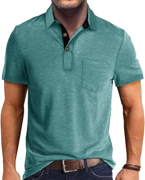 Summer Men's Clothing Short Sleeve Lapel T-shirt