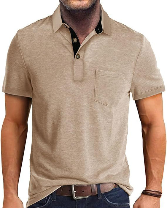 Summer Men's Clothing Short Sleeve Lapel T-shirt