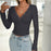 European And American Autumn And Winter Y2g Women's Elegant Slim Solid Color Long Sleeve Top