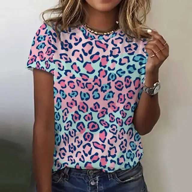 Fashion Leopard Print Casual Short Sleeve