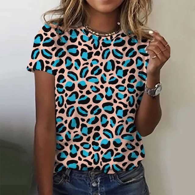 Fashion Leopard Print Casual Short Sleeve