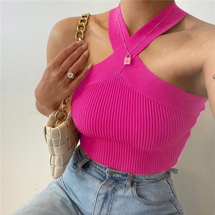 Women's Knitted Inner Match Bottoming Shirt Halterneck Vest