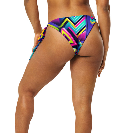 "Electric Rave" All-over print recycled string bikini bottom