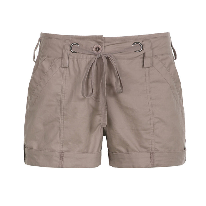 Women's Fashion Lace-up Cargo Woven Shorts