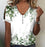 Flower Series 3D Printed V-neck Button T-shirt Top